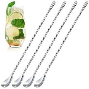 Betan 12 Inch Stainless Steel Bar Spoons Set of 4 Twisted Handle X001OKAZZ1